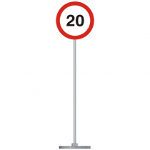 Знак дорожный "Ограничение скорости 20 км" 3.24 типоразмер 40 на стойке с основанием 3кг - «globural.ru» - Екатеринбург