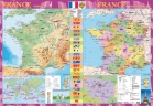 Настенная карта Франции на французском языке  физическая + политическая (учебная) - «globural.ru» - Екатеринбург