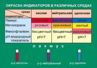 Таблица Окраска индикаторов в различных средах (винил) - «globural.ru» - Екатеринбург