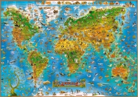 Настенная карта мира для детей на английском языке "Животные мира" - «globural.ru» - Екатеринбург