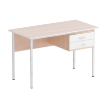 Стол преподавателя каркасный с подвесной тумбой (бук/белый) - «globural.ru» - Екатеринбург