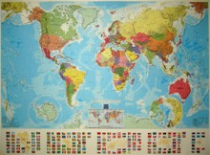 Настенная политическая карта мира с флагами на французском языке - «globural.ru» - Екатеринбург