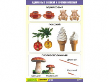 Таблица демонстрационная "Одинаковый, похожий и противоположный" (винил 70x100) - «globural.ru» - Екатеринбург