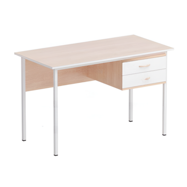 Стол преподавателя каркасный с подвесной тумбой (бук/белый) - «globural.ru» - Екатеринбург
