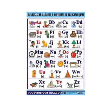Таблица демонстрационная "Французский алфавит в картинках"(винил 70х100) - «globural.ru» - Екатеринбург