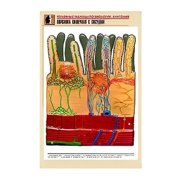 Рельефная таблица "Ворсинка кишечная с сосудом" (формат А1, матовое ламинир.) - «globural.ru» - Екатеринбург