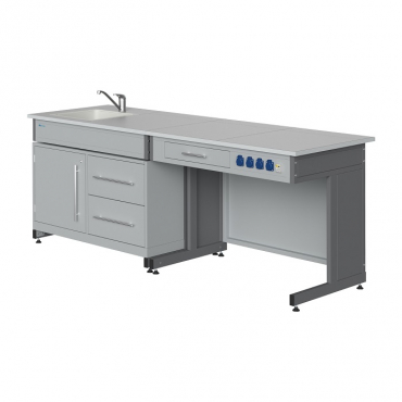Стол демонстрационный (с раковиной, подводкой и отведением воды, сантехникой, электрическими розетками, автоматами аварийного отключения тока) - «globural.ru» - Екатеринбург