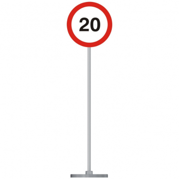 Знак дорожный "Ограничение скорости 20 км" 3.24 типоразмер 40 на стойке с основанием 3кг - «globural.ru» - Екатеринбург
